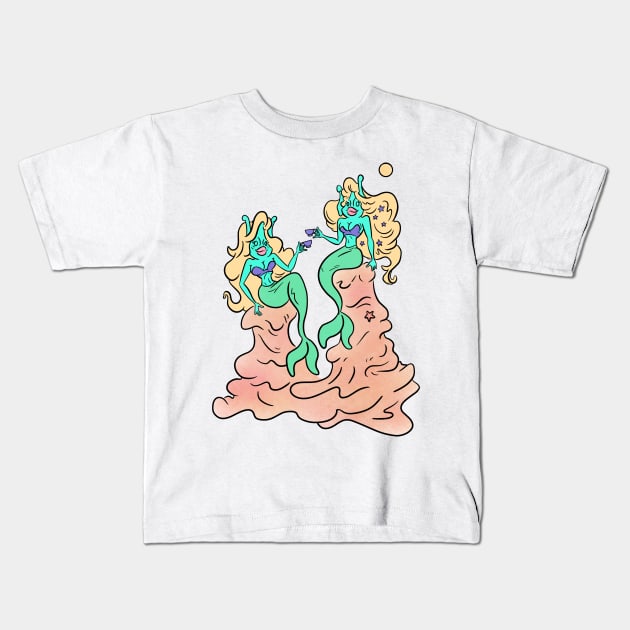 Gilly Mermaid Tea Party Kids T-Shirt by Sasha Banana 